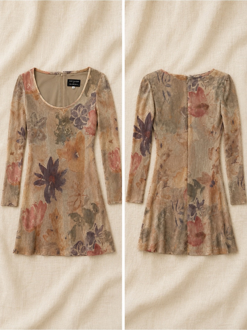 Huey Waltzer for Saks Fifth Avenue Vintage Y2K Floral Mesh Mini Dress Size 4 - Picture 2 of 5